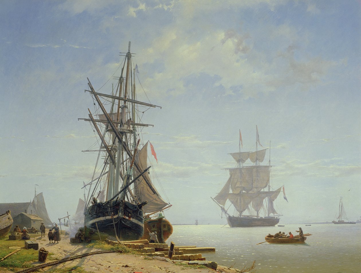 Lodě v holandském ústí, 19. století od W.A. van Deventer
