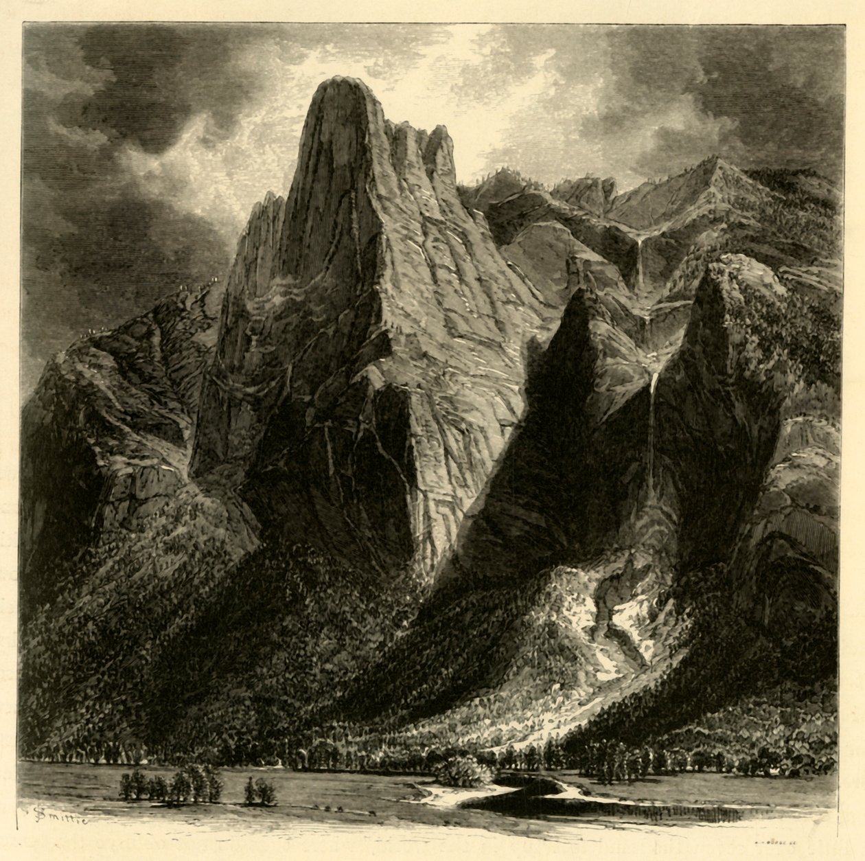 "Sentinel Rock and Fall", 1872. od W.H. Morse
