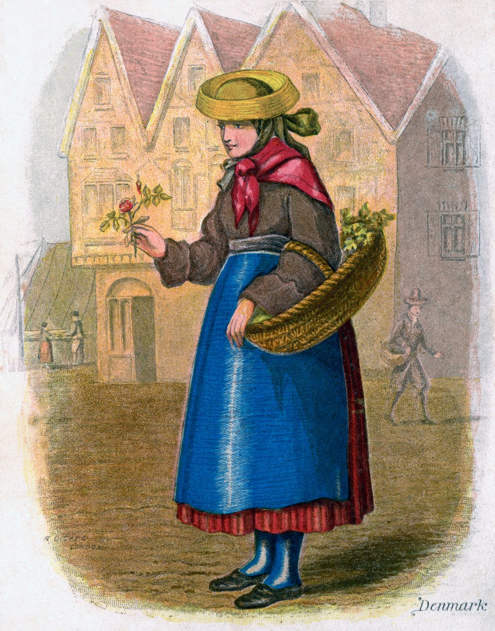 Dánská žena prodávající květiny, 1809. od W. Dickes