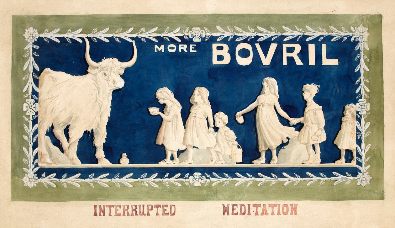?Přerušená meditace?, návrh plakátu Bovril od Walter Bonner Gash