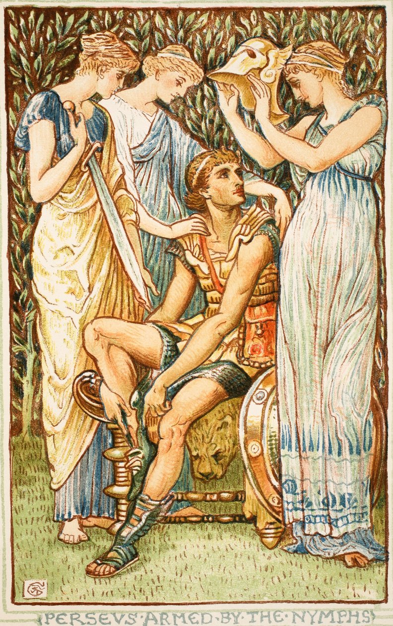 Perseus vyzbrojený nymfami, ilustrace z 