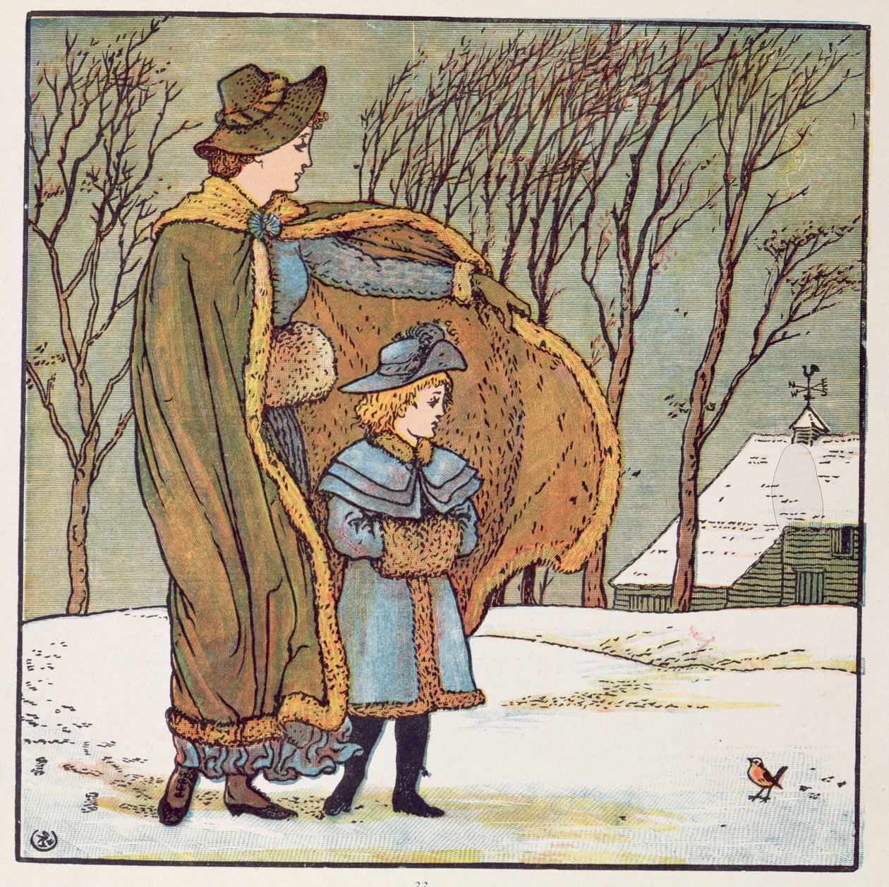 Severní vítr a Robin od Walter Crane