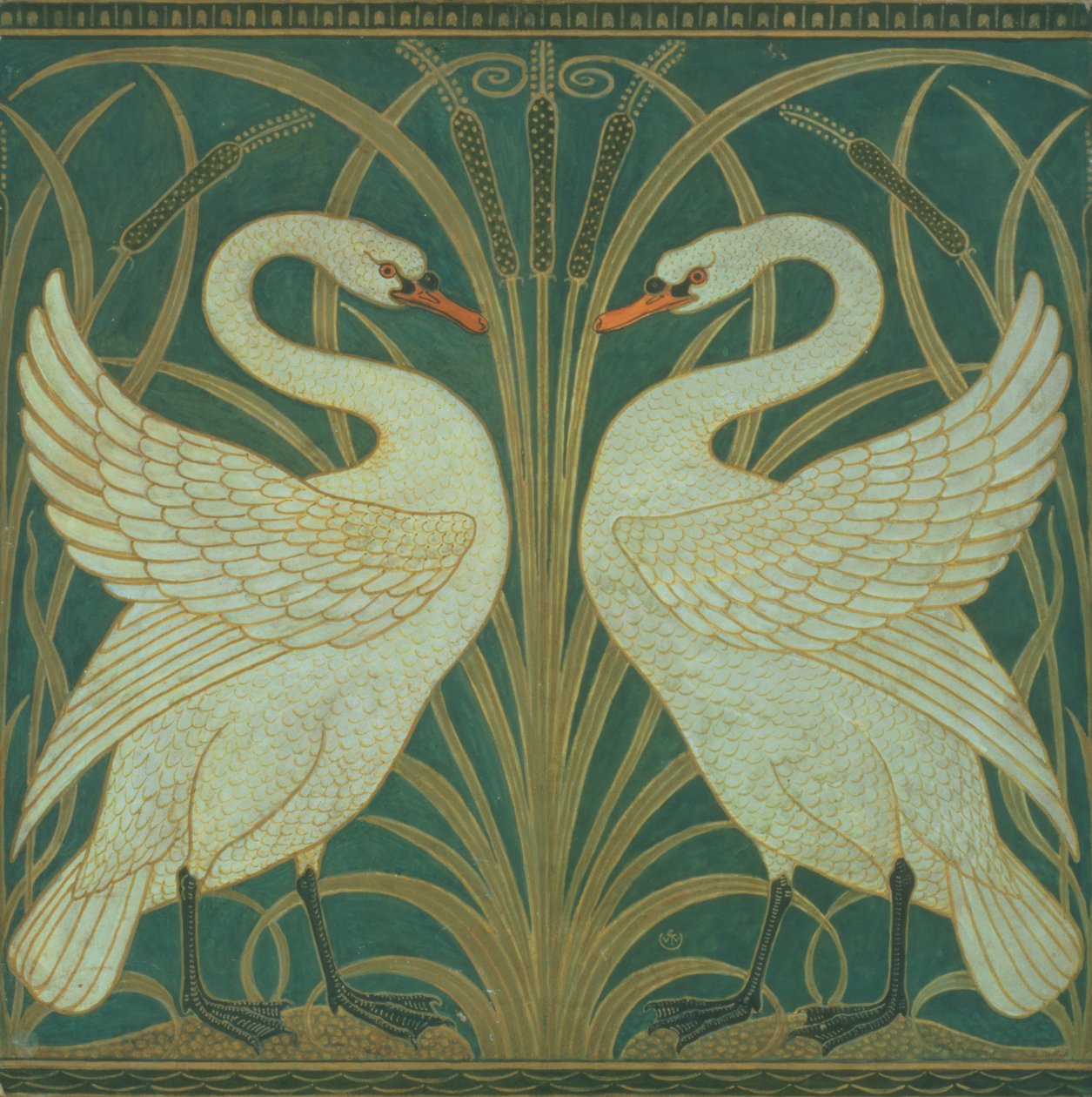 Design tapety pro panel Swan, Rush a Iris od Walter Crane
