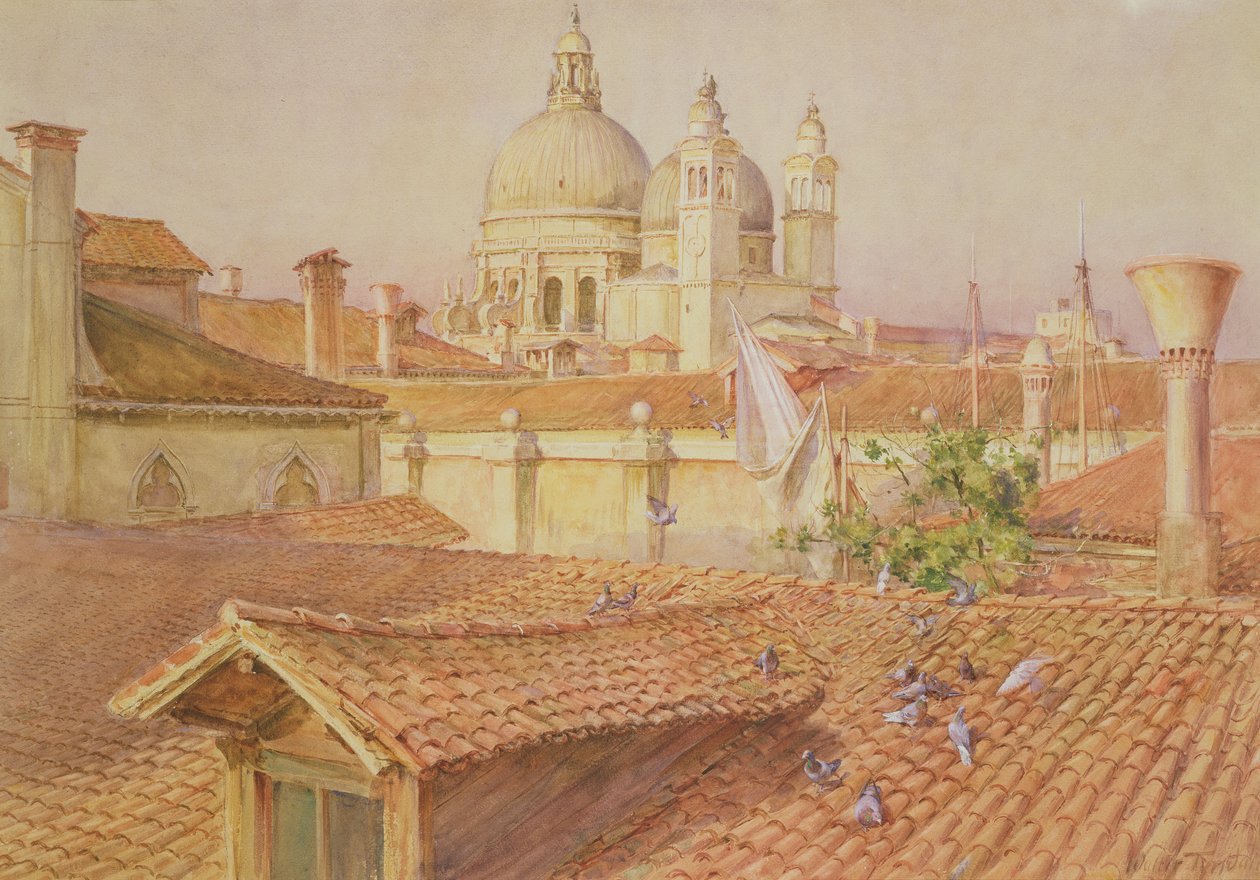 Z okna umělců při pohledu na Santa Maria Della Salute, Benátky (wc) od Walter Frederick Roofe Tyndale
