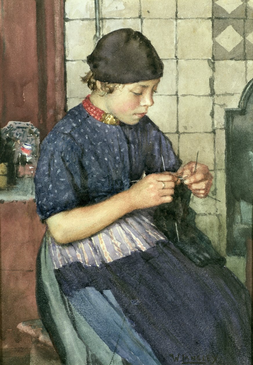 Dívka pletení od Walter Langley