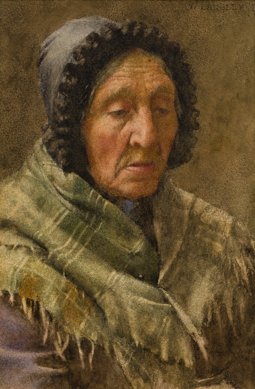 Newlyn Fishwife, 1895 (wc na papíře) od Walter Langley