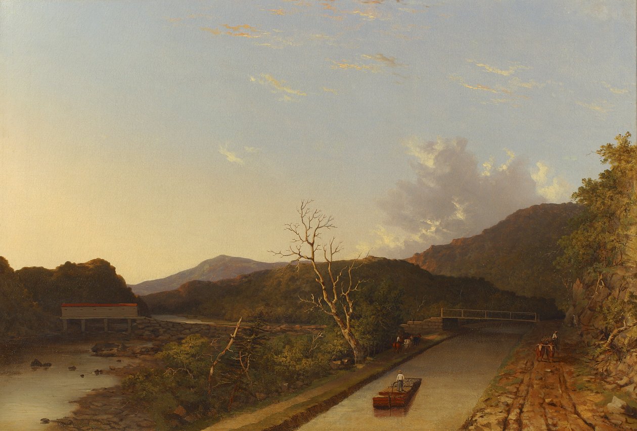 Erie Canal a krytý most, 1847 (ropa) od Walter Oddie
