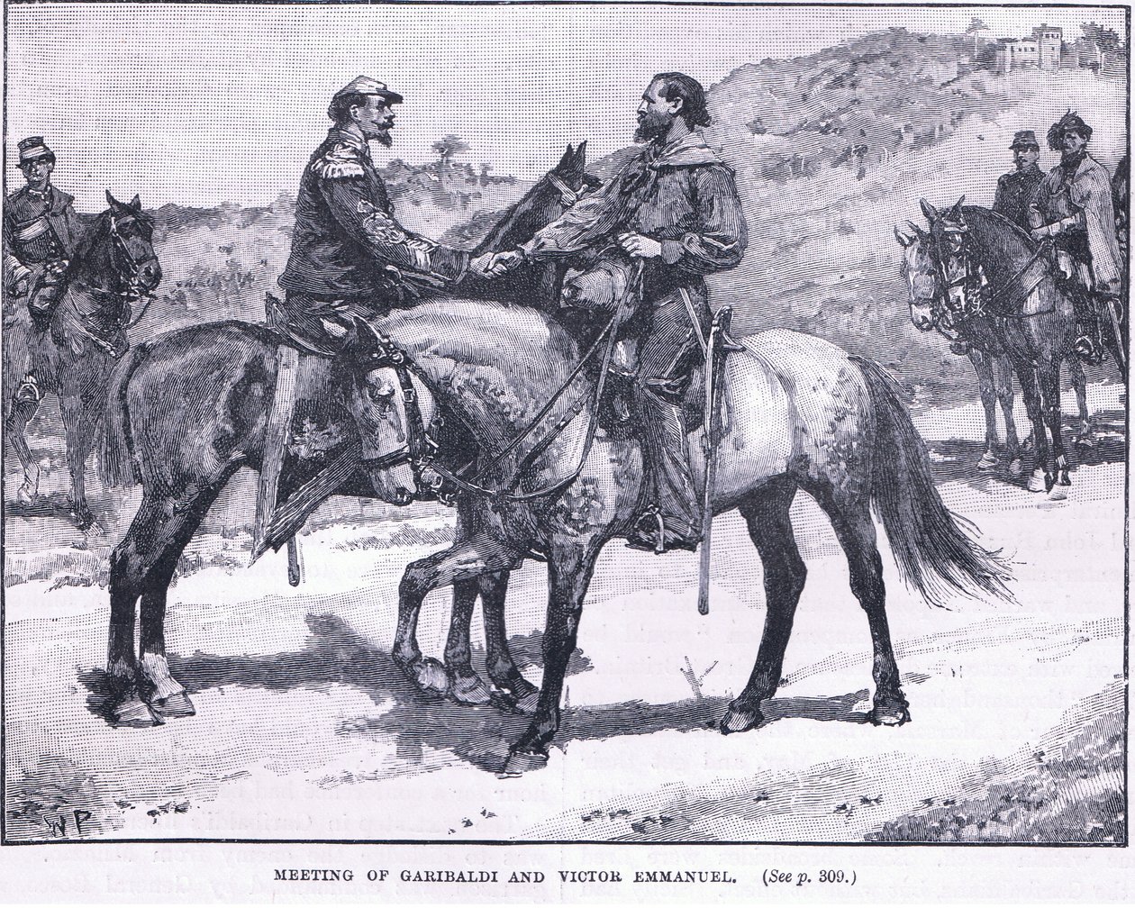 Setkání Geribaldiho a Victora Emmanuela 1860 našeho letopočtu od Walter Paget