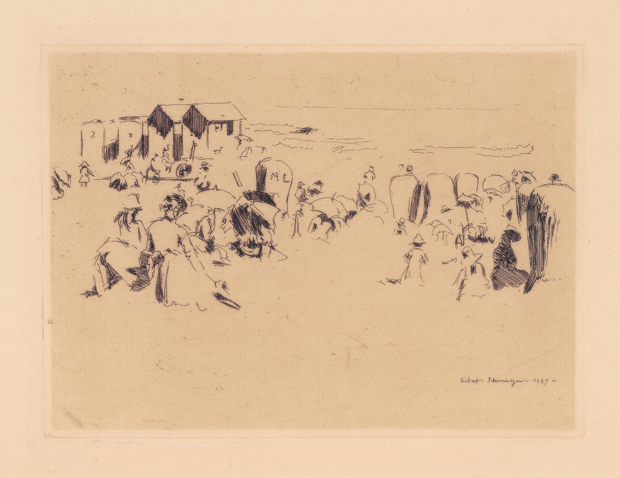 Scheveningen, koupací stroje, 1887 od Walter Richard Sickert