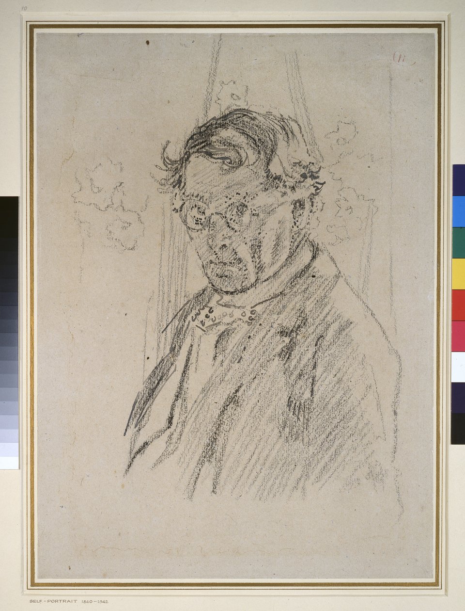 Autoportrét v brýlích (pero a tuš s křídou na papíře) od Walter Richard Sickert