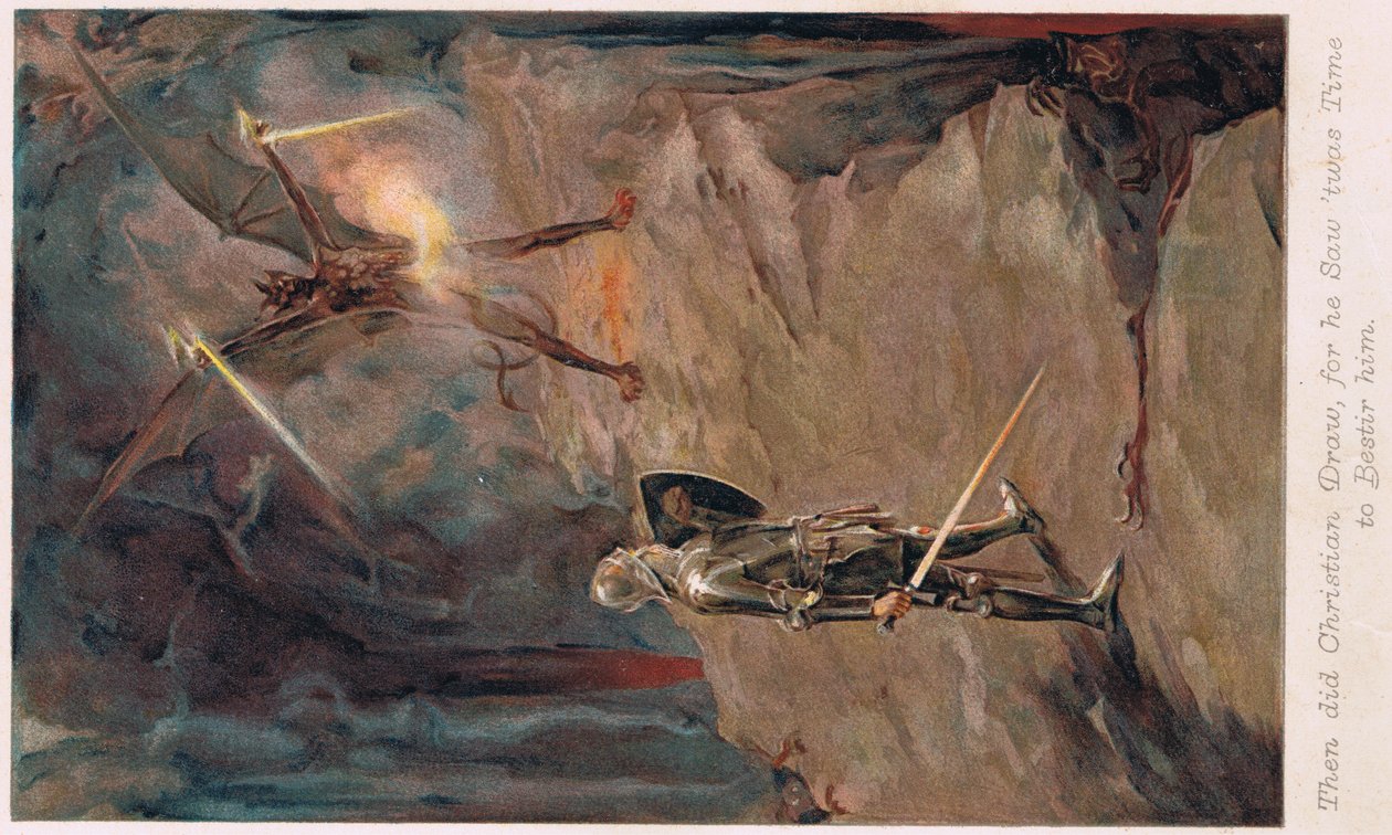 Ilustrace z knihy "Pokrok poutníka" od Johna Bunyana, asi 1910. od Walter Stanley Paget