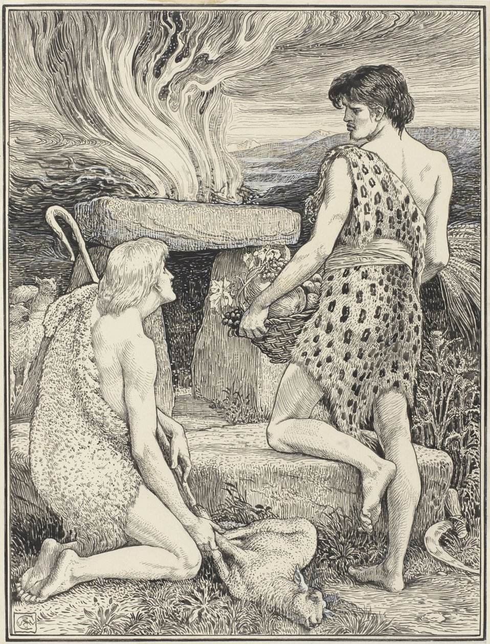 Kain a Ábel od Walter Crane (signed by artist)