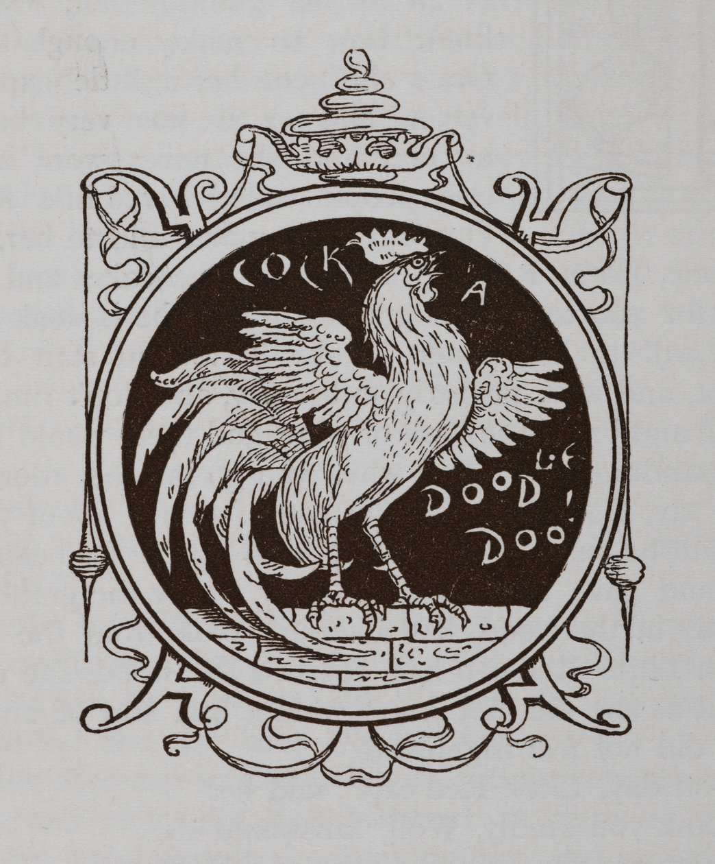 Kokrhání kohouta. od Walter Crane