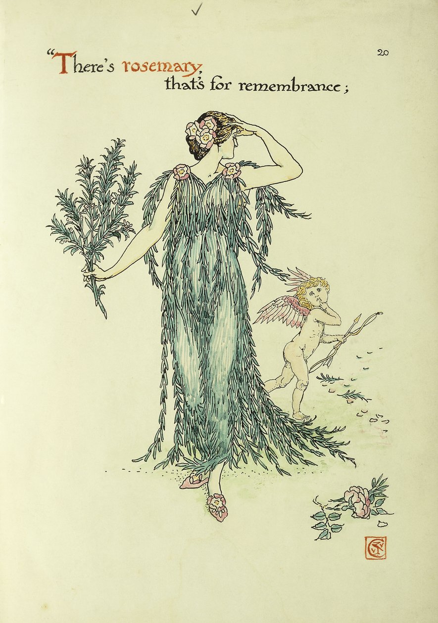 Květiny ze Shakespearovy zahrady: Rosemary, 1906 od Walter Crane