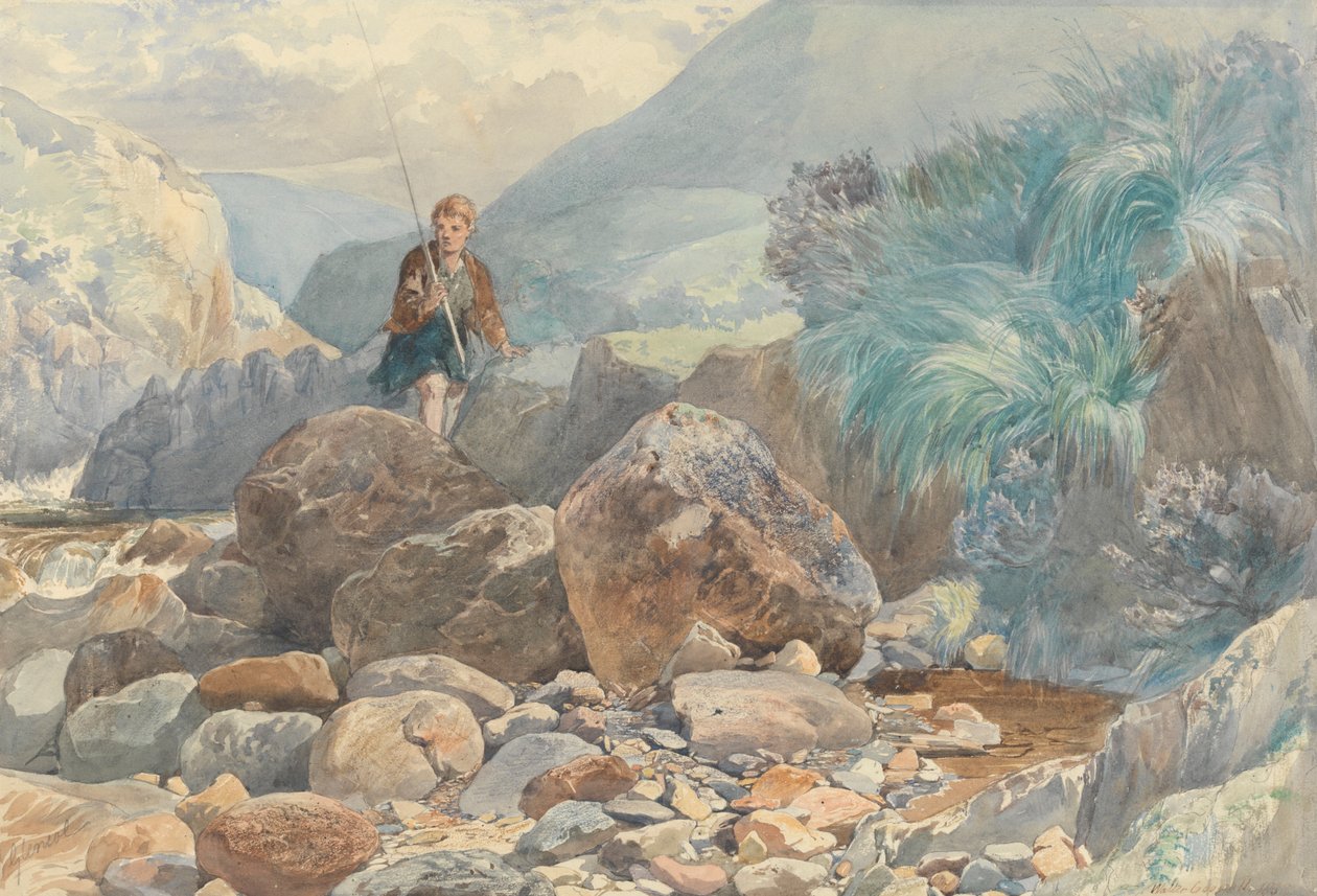 Glencoe: Shepherd Boy Crossing Burn od Walter Goodall