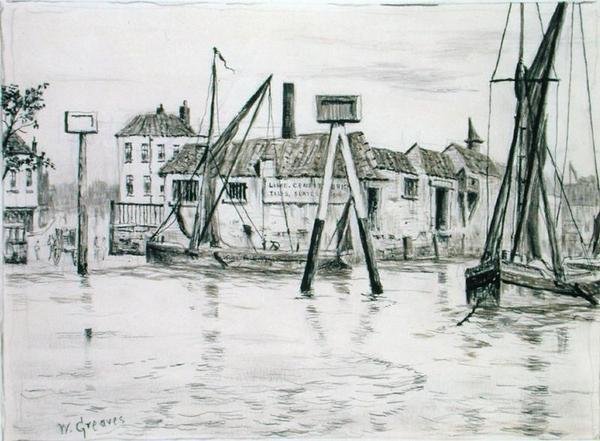 Chelsea Dock (inkoust na papíře) od Walter Greaves