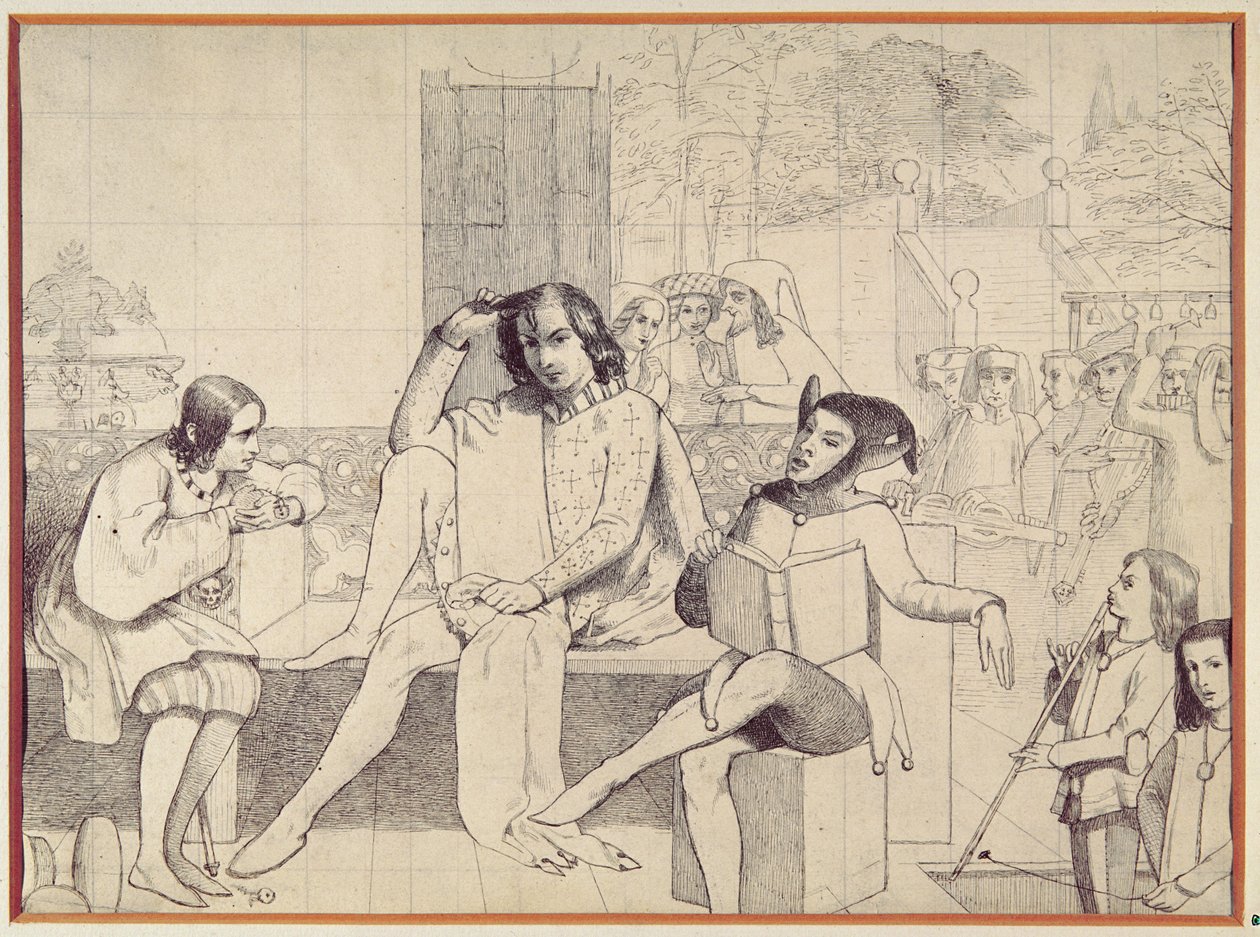 Twelfth Night, c.1850 (kresba perem) od Walter Howell Deverell