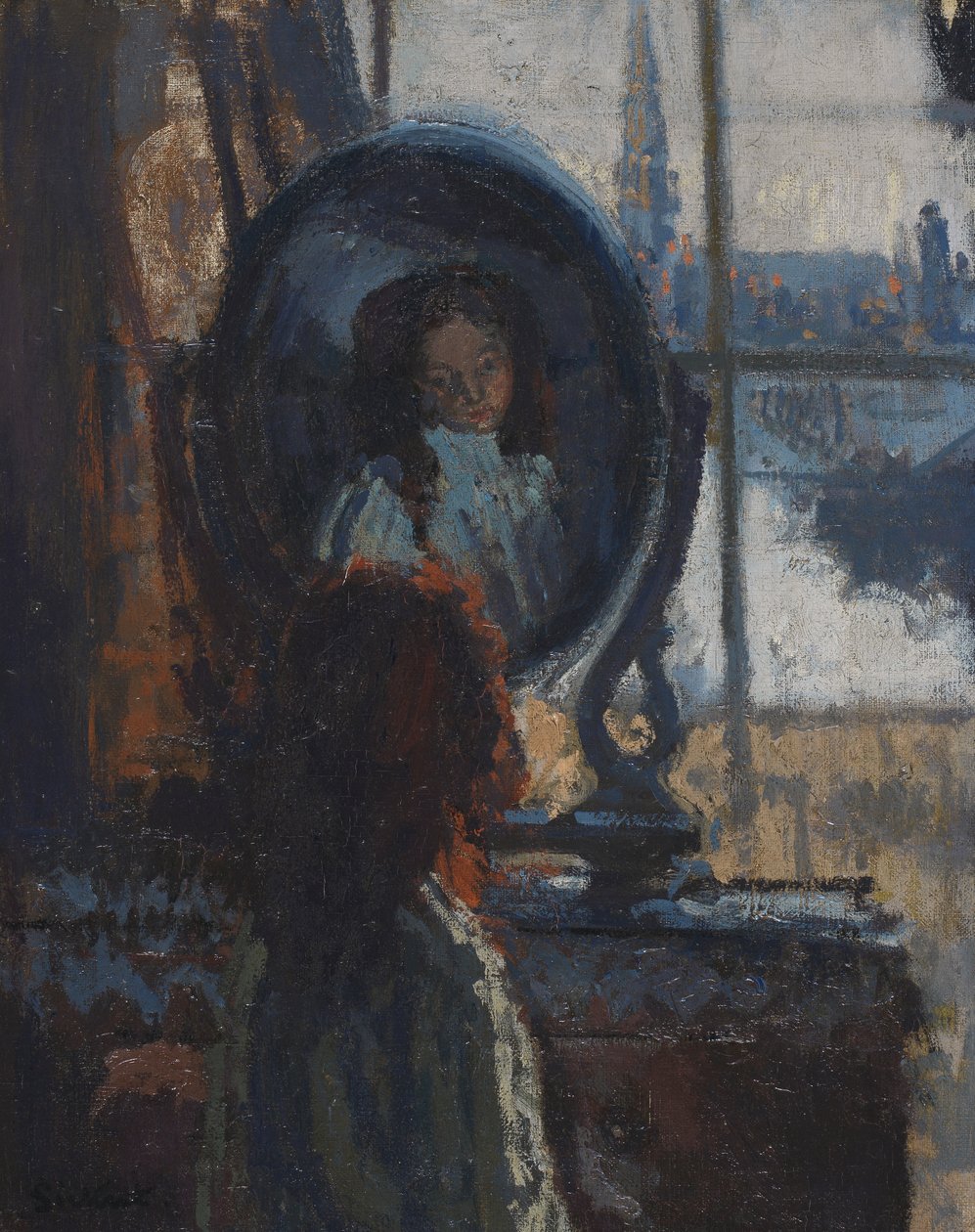 Dívka na zrcadlo, malá Rachel od Walter Richard Sickert