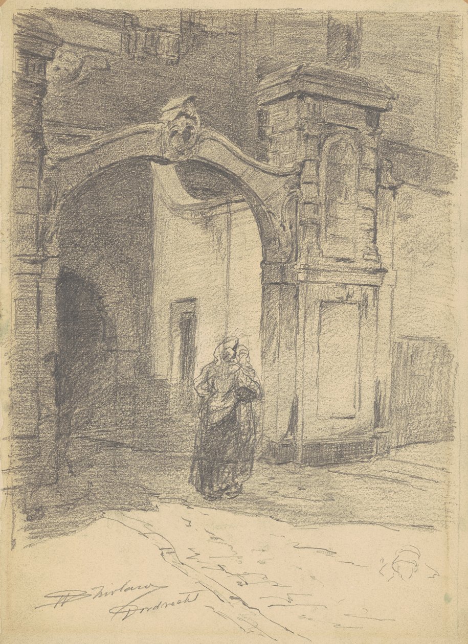Dordrecht, kolem 1870-77 (grafit na tkaném papíře) od Walter Shirlaw