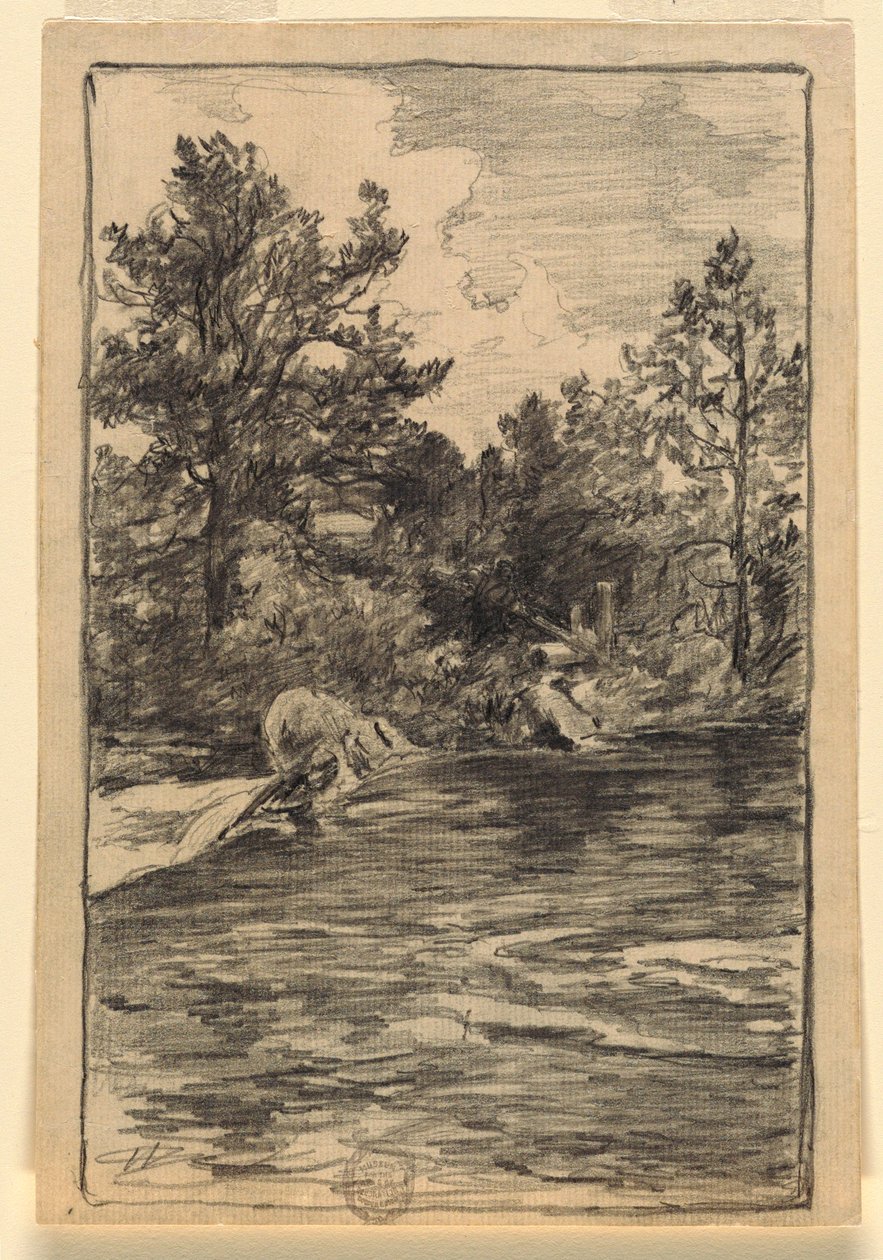 Kresba, Řeka a stromy, 1880-90 od Walter Shirlaw
