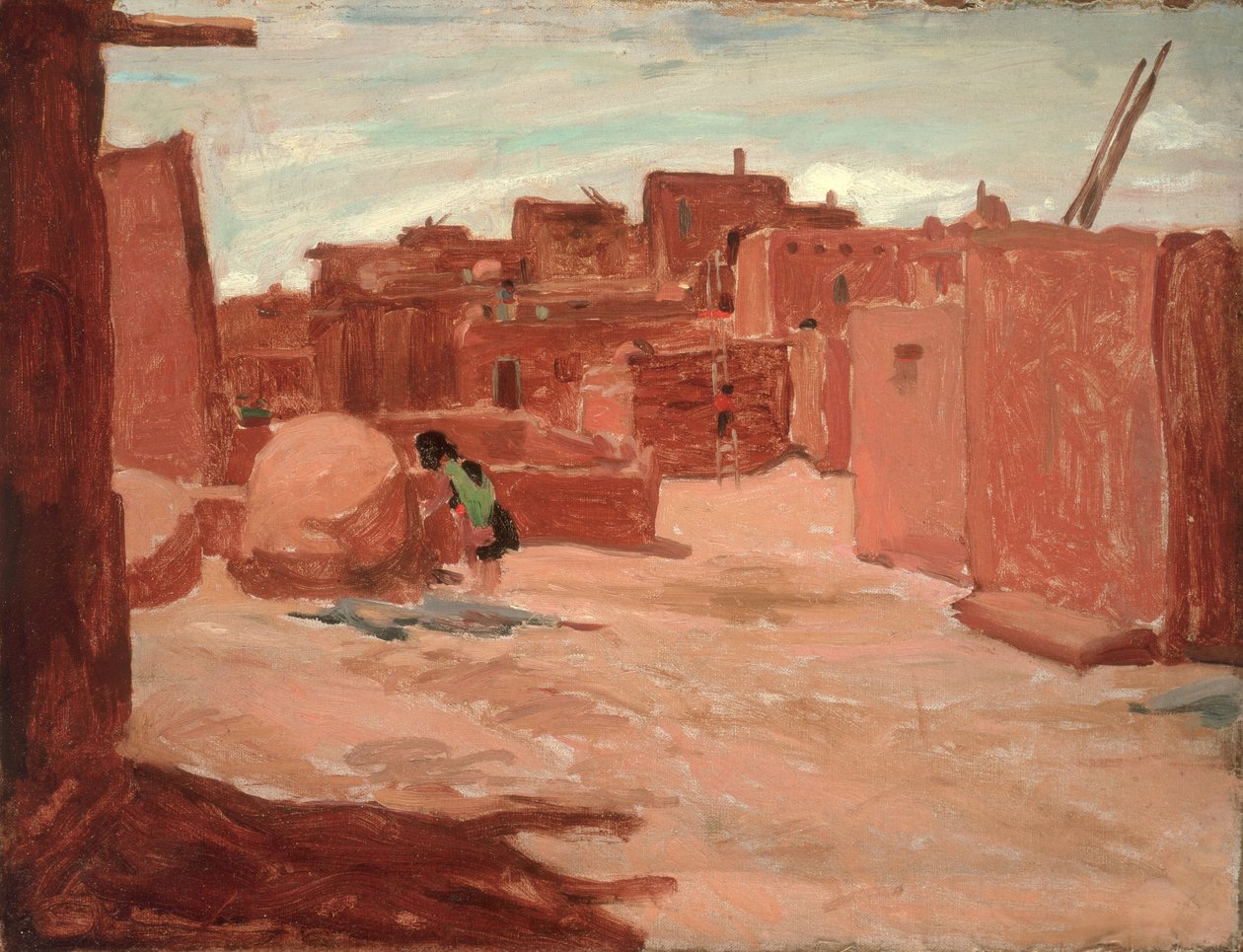 Adobe Village (olej na plátně) od Walter Ufer