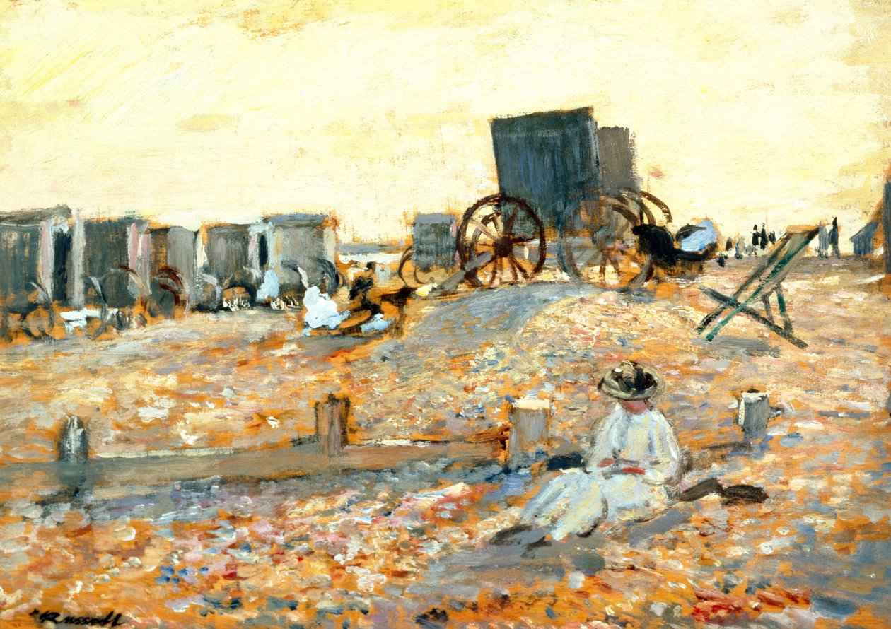 Plážová scéna (olej na panelu) od Walter Westley Russell