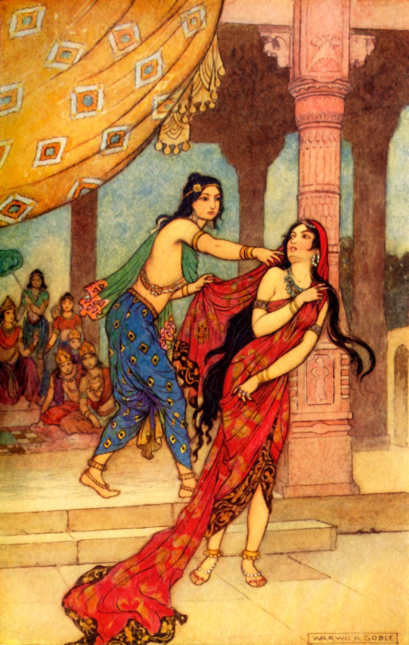 „The Ordeal of Queen Draupadi“, 1913. od Warwick Goble