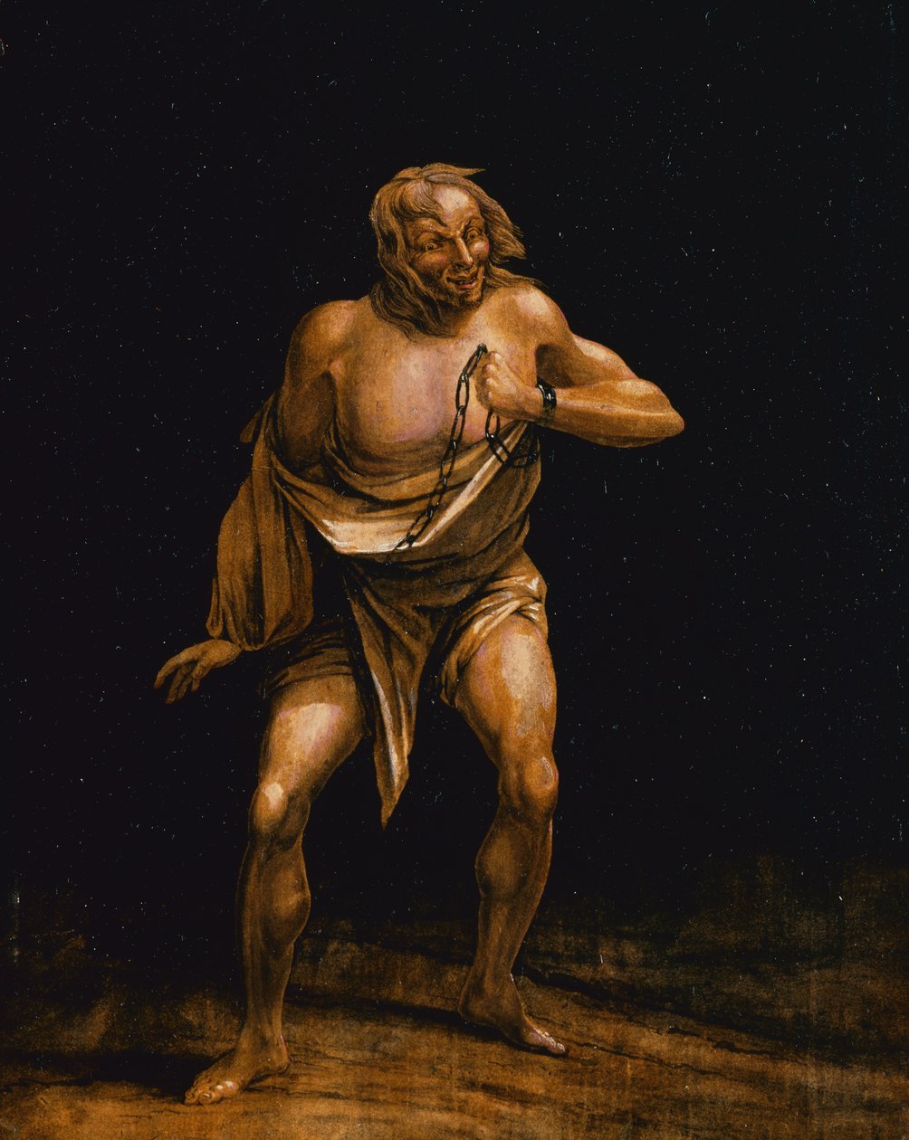 Tragic Figure in Chains, 1800 (wc na papíře připevněné na panelu) od Washington Allston