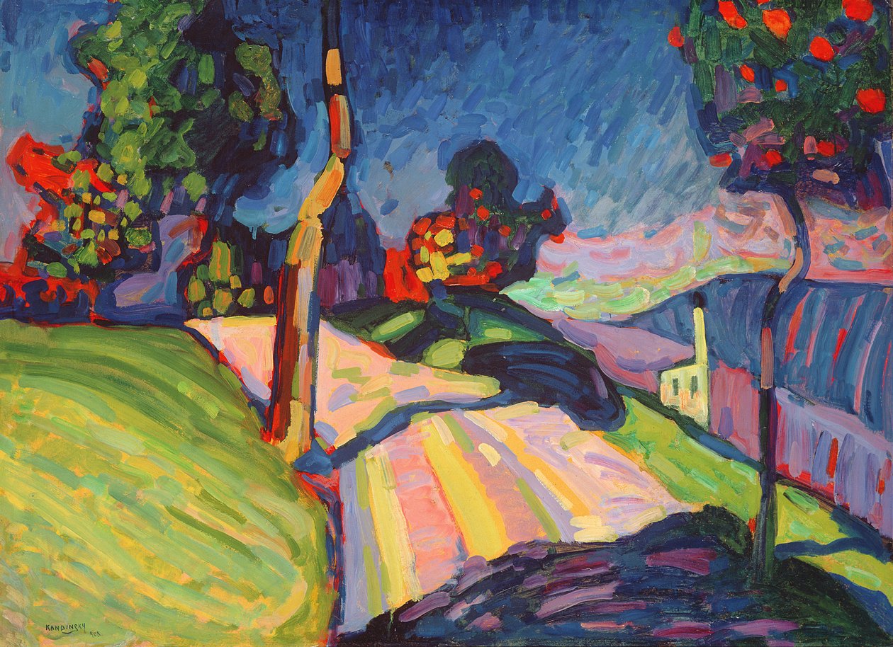 Podzimní krajina, Murnau, 1908 (olej na kompoziční desce) od Wassily Kandinsky