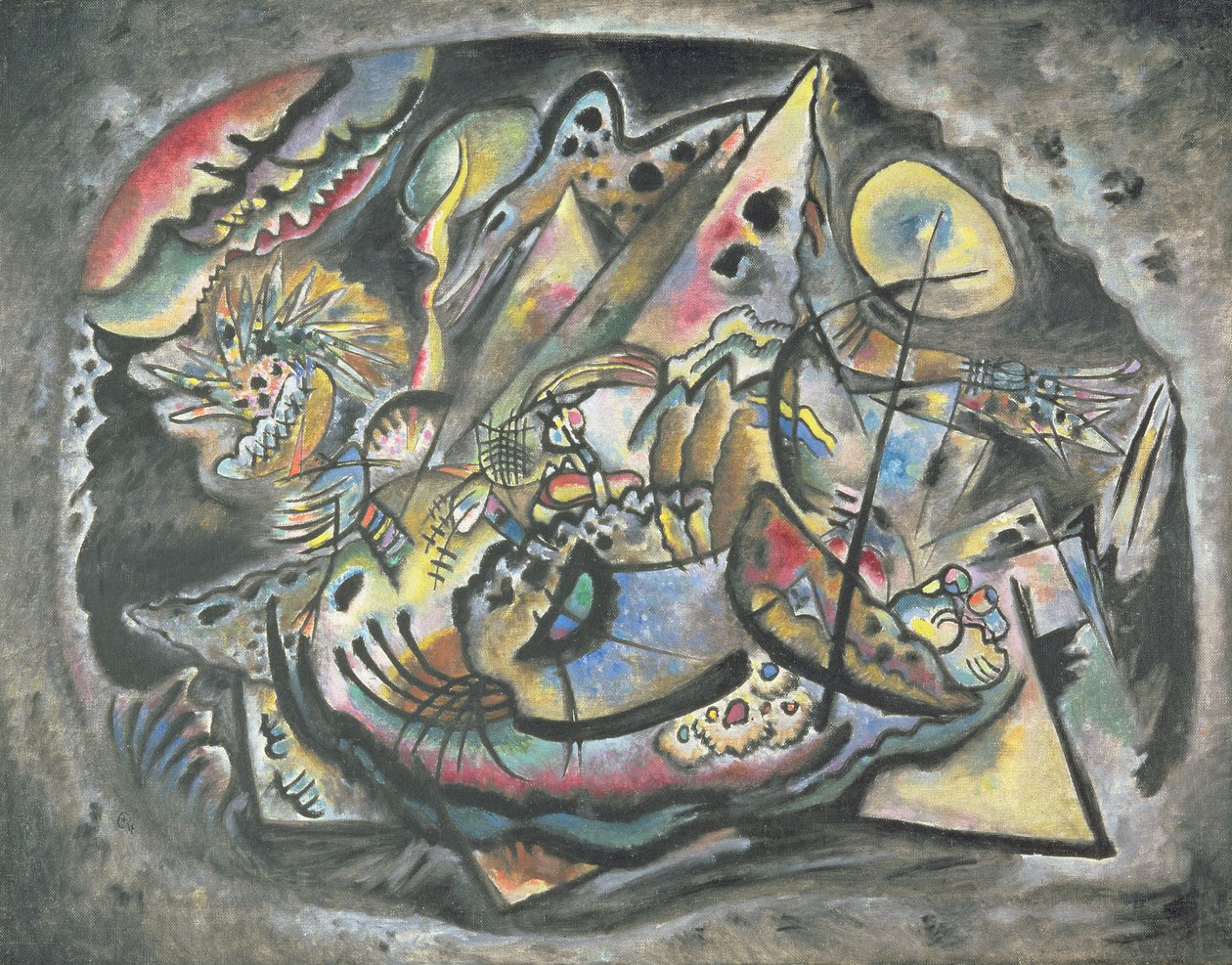 Kompozice: Šedý ovál, 1917 od Wassily Kandinsky