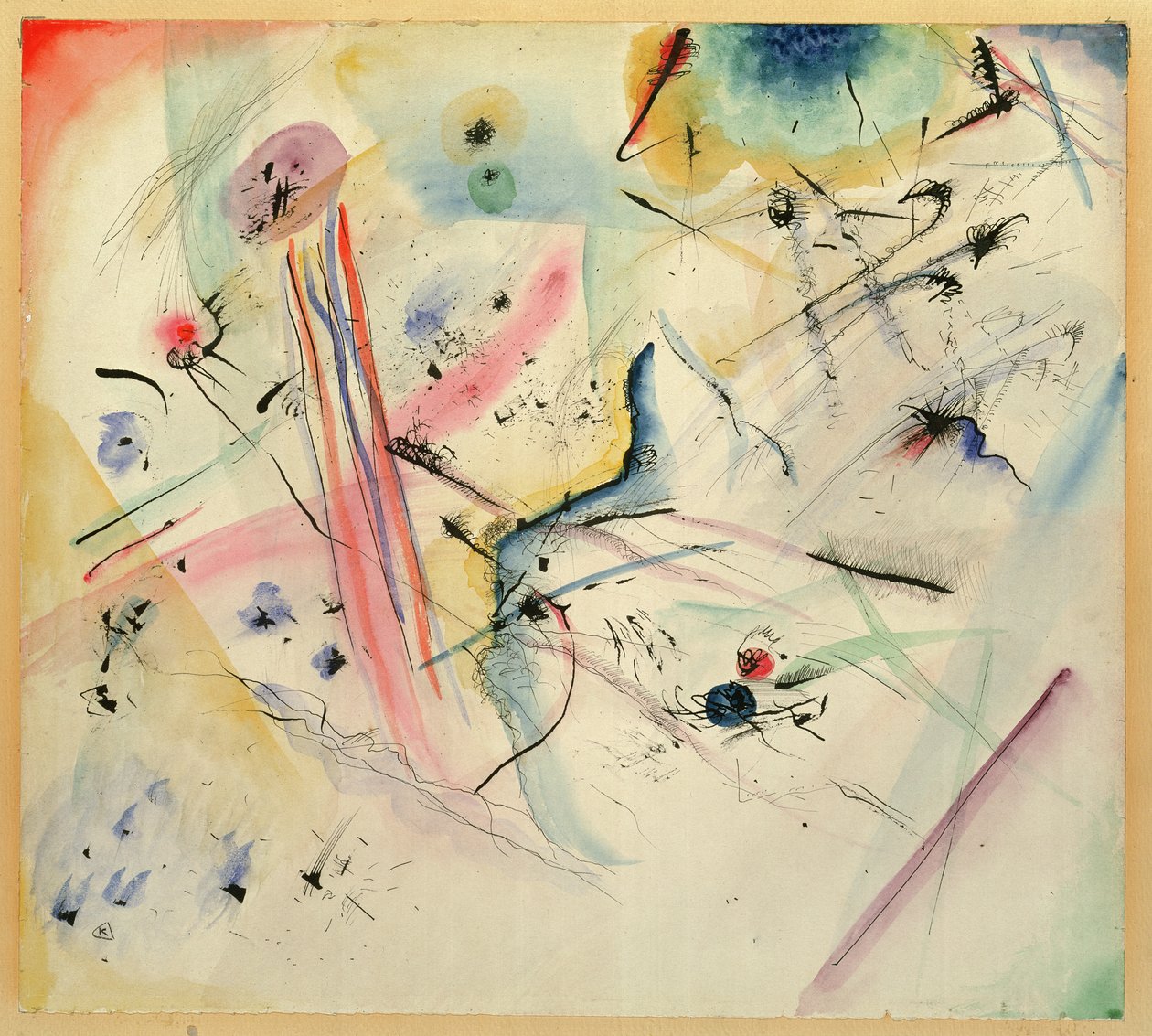 Kompozice s červenými a modrými pruhy, 1913 od Wassily Kandinsky