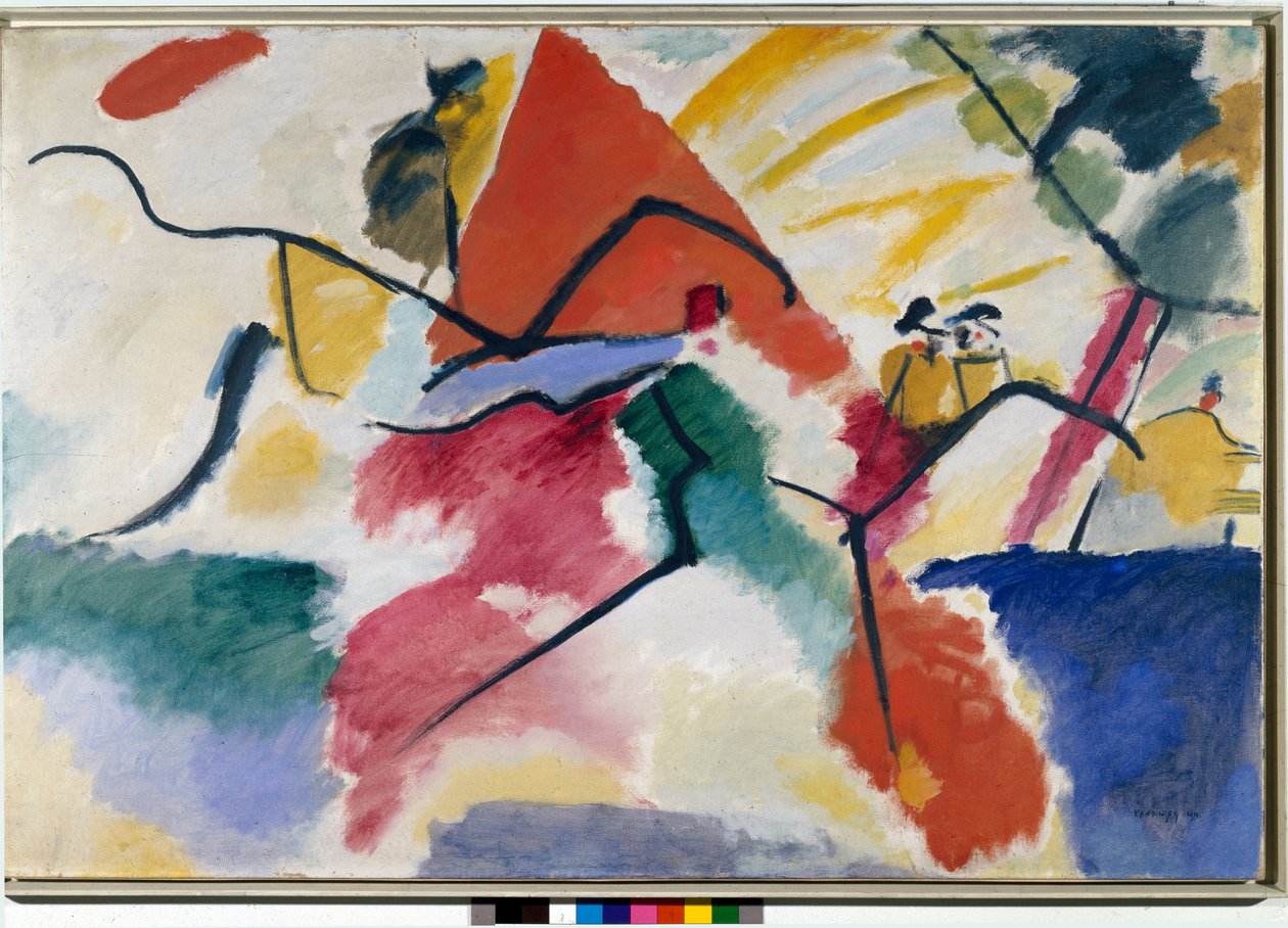 Expresionismus: „“ Dojem č. 5”” (Otisk č. 5) Akvarel od Vassily Kandinsky (nebo Wassily Kandinski nebo Kandinskij, 1866-1944). 1911 Rozm. 105x157,5 cm Paříž, musee national dart moderne, centr od Wassily Kandinsky