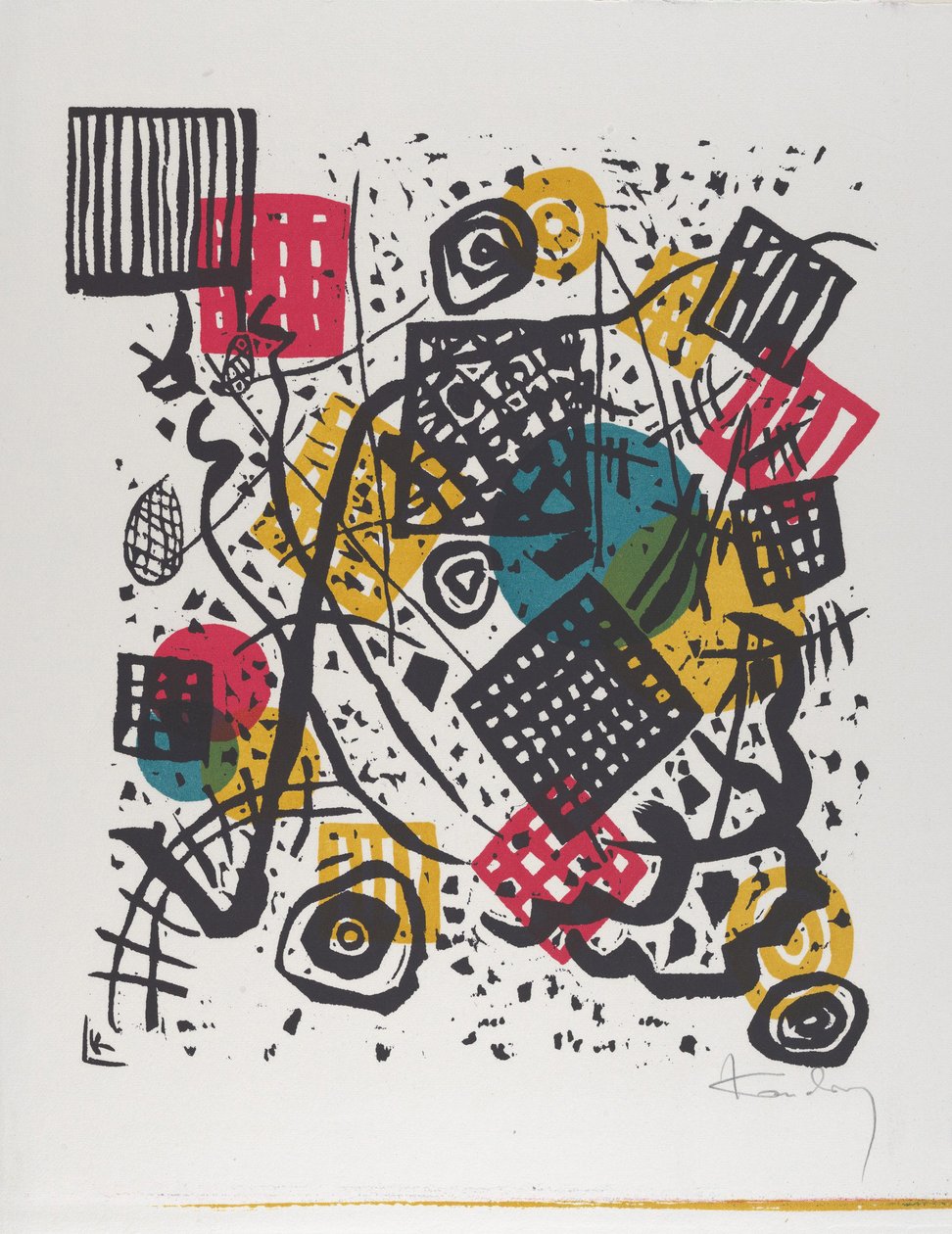 Kleine Welten V (Small Worlds V), 1922 (dřevořez tištěný v červené, modré, žluté a černé barvě) od Wassily Kandinsky