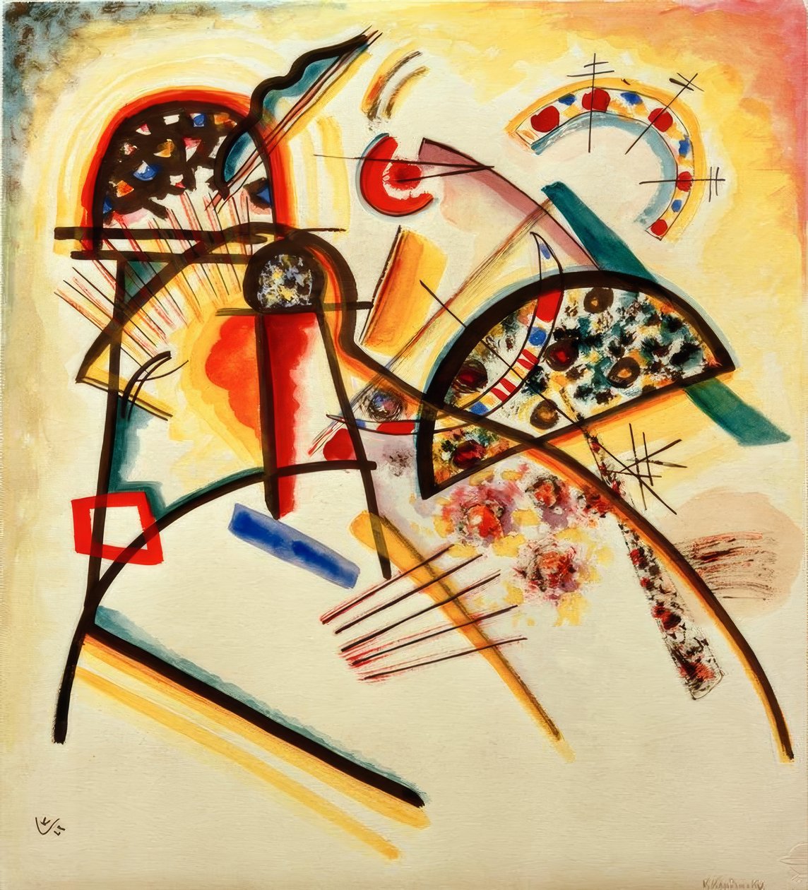 Složení (převážně červená, žlutá, černá) od Wassily Kandinsky