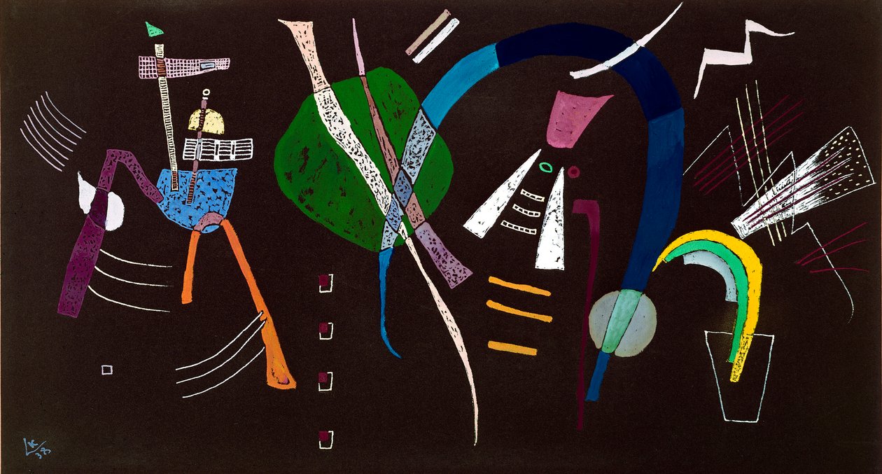 Modrá mašle Obraz Vasilije Kandinského (nebo Wassily Kandinského nebo Kandinského, 1866-1944) 1938 soukromá sbírka Milána od Wassily Kandinsky