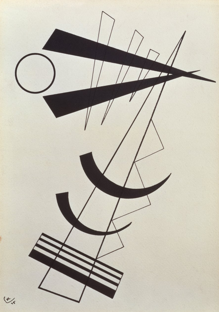 Zdůrazněné závaží v černé a bílé od Wassily Kandinsky