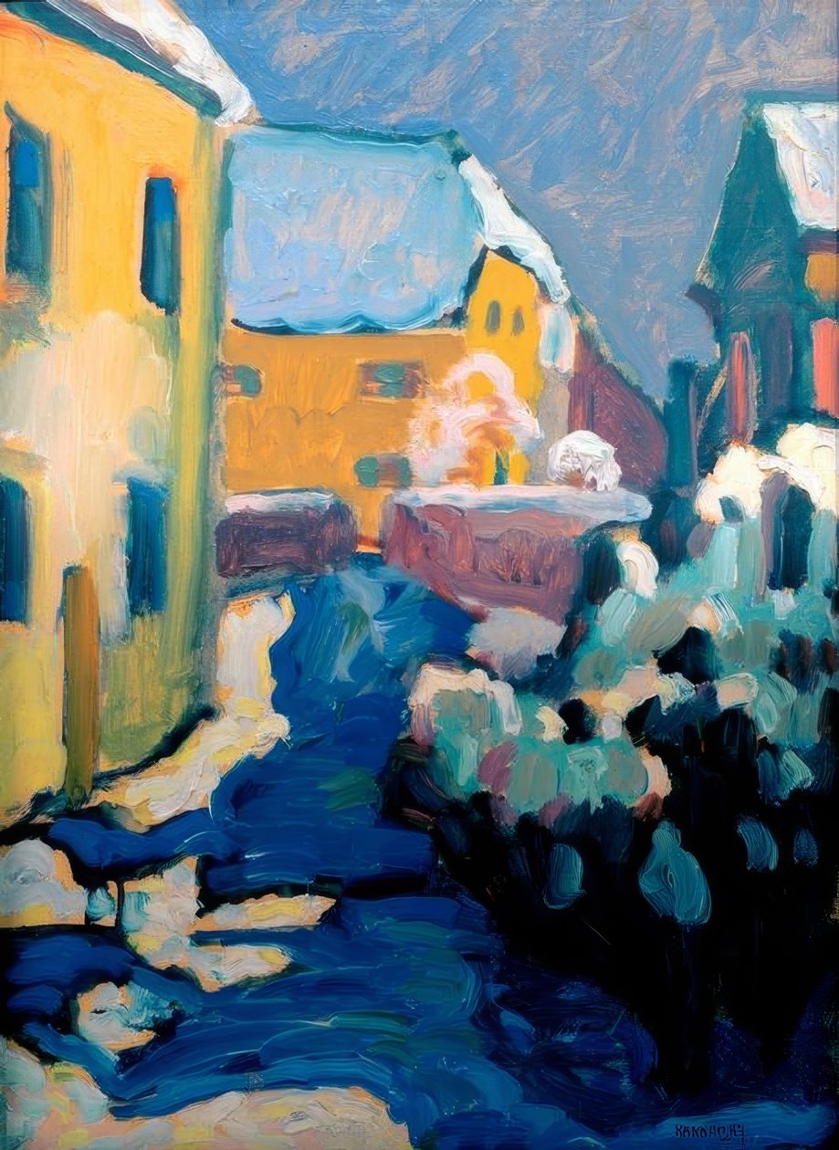 Kochel - hřbitov a fara od Wassily Kandinsky