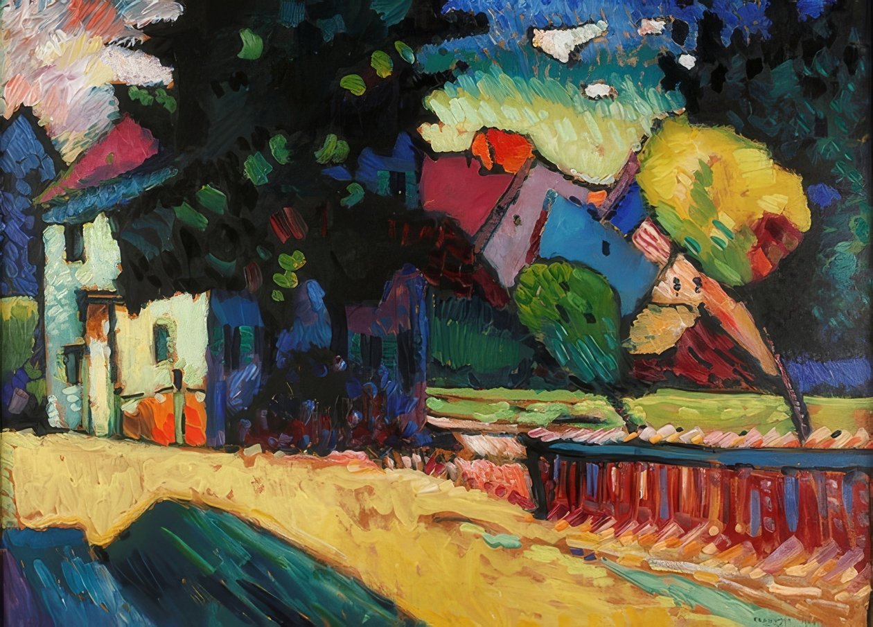 Murnau - krajina se zeleným domem. 1909 od Wassily Kandinsky