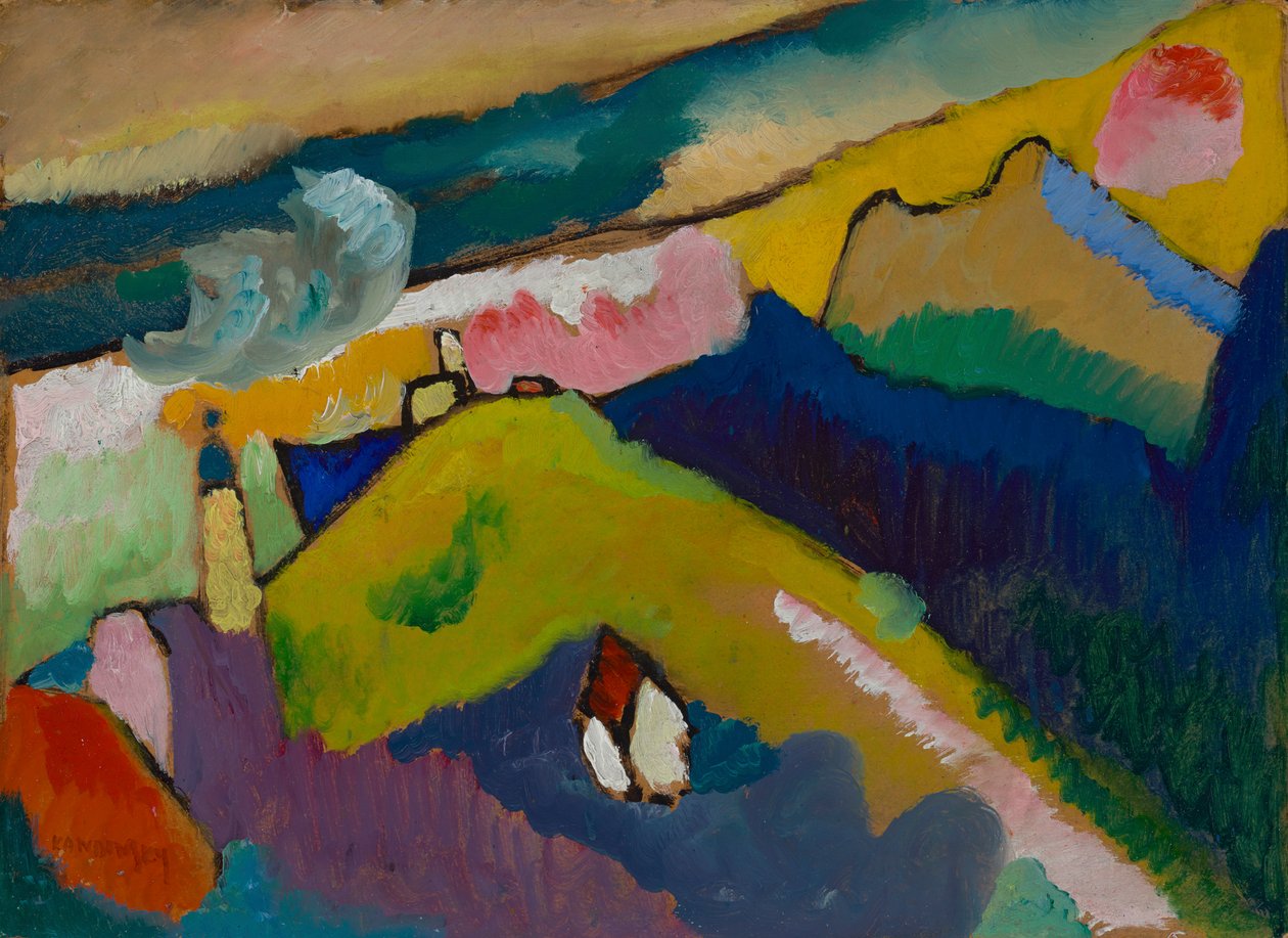 Murnau - horská krajina s kostelem od Wassily Kandinsky