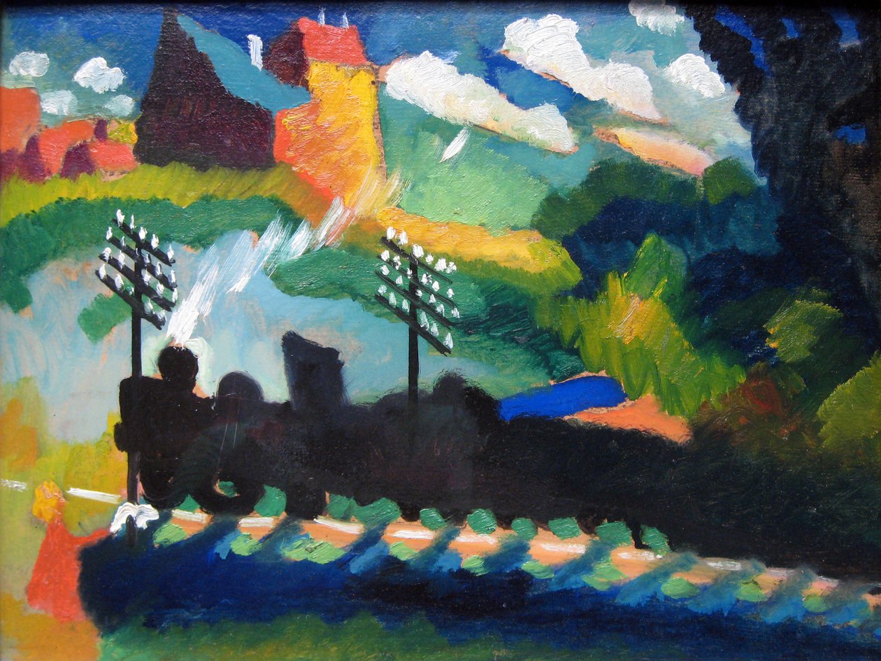 Pohled na Murnau s železnicí a hradem od Wassily Kandinsky