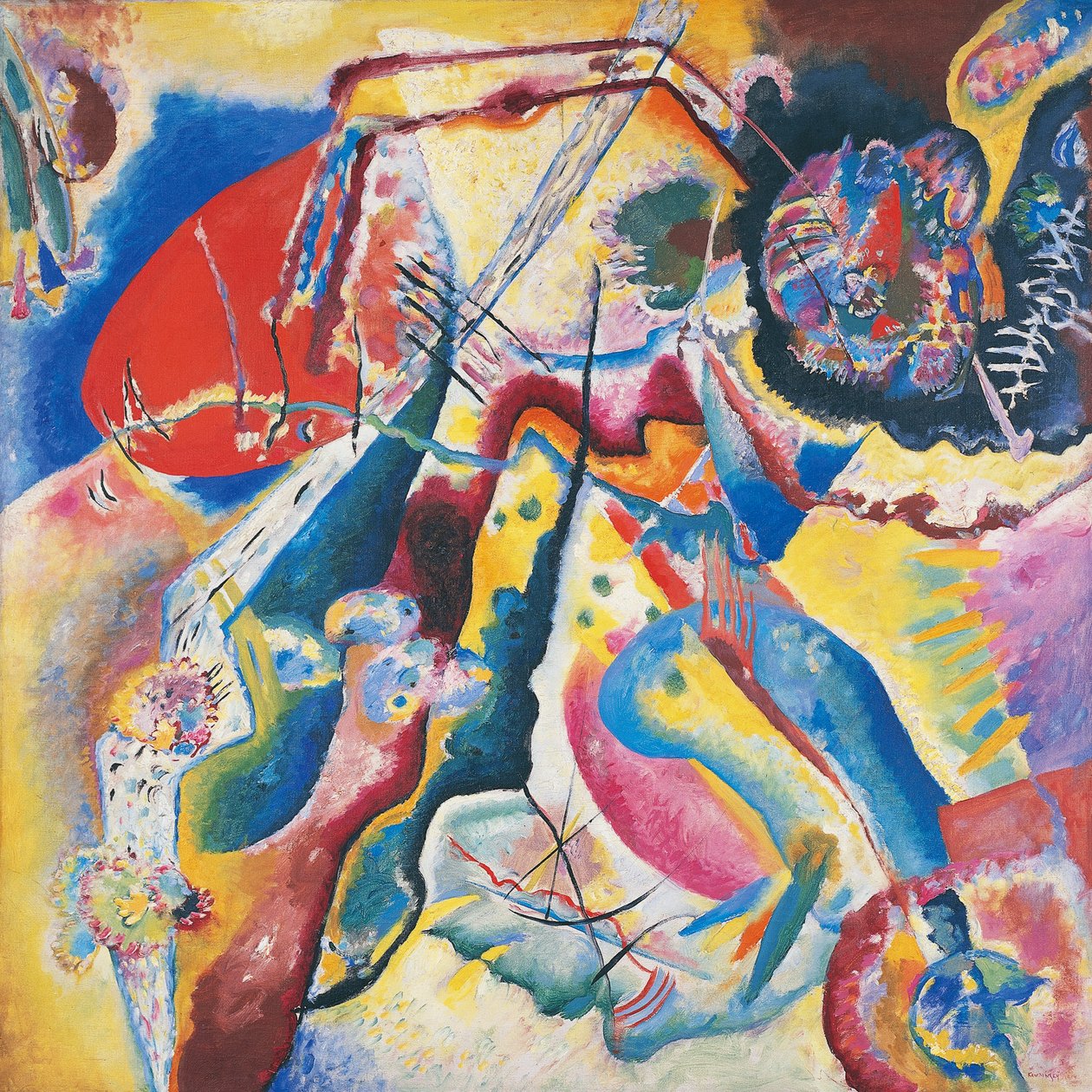 Malování s červenou skvrnou od Wassily Kandinsky