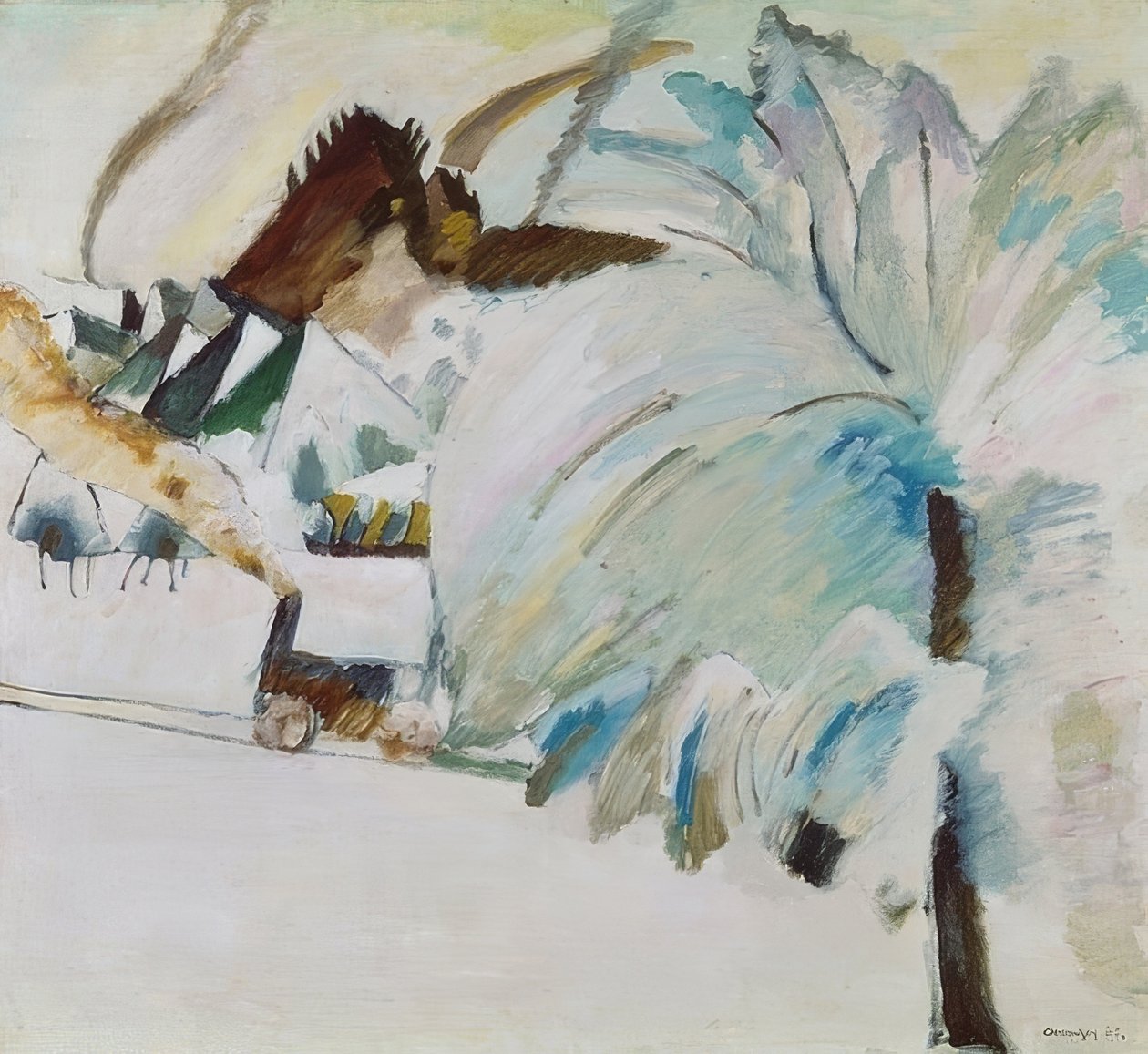 Zimní krajina s lokomotivou. 1911 od Wassily Kandinsky