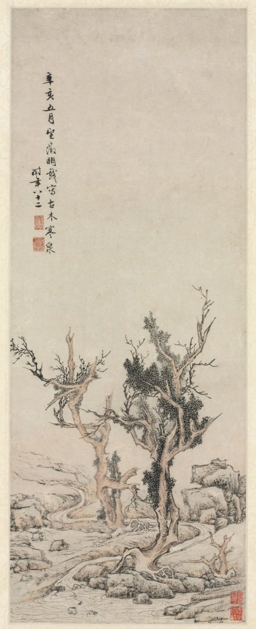 Staré stromy u zimního potoka, 1551. od Wen Zhengming