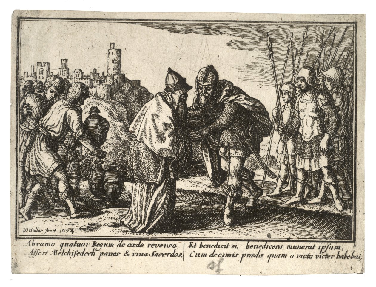 Abraham a Melchizedek od Wenceslaus Hollar