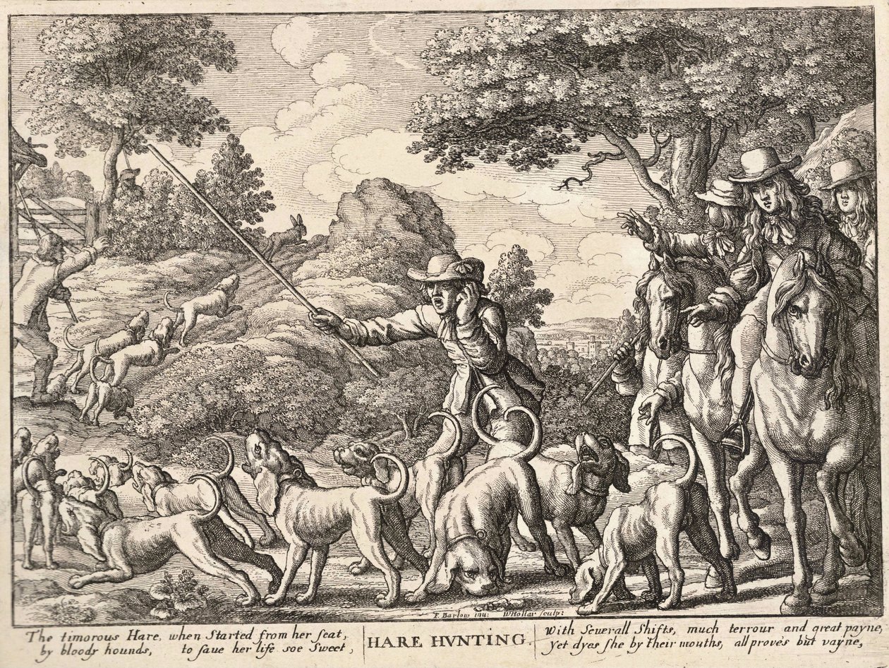 Lov zajíců od Wenceslaus Hollar