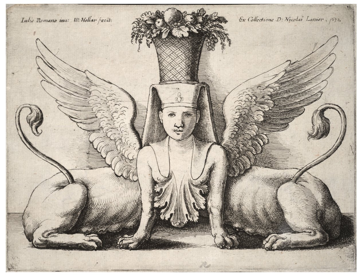 Sfinga se dvěma těly, po Giulio Romano od Wenceslaus Hollar