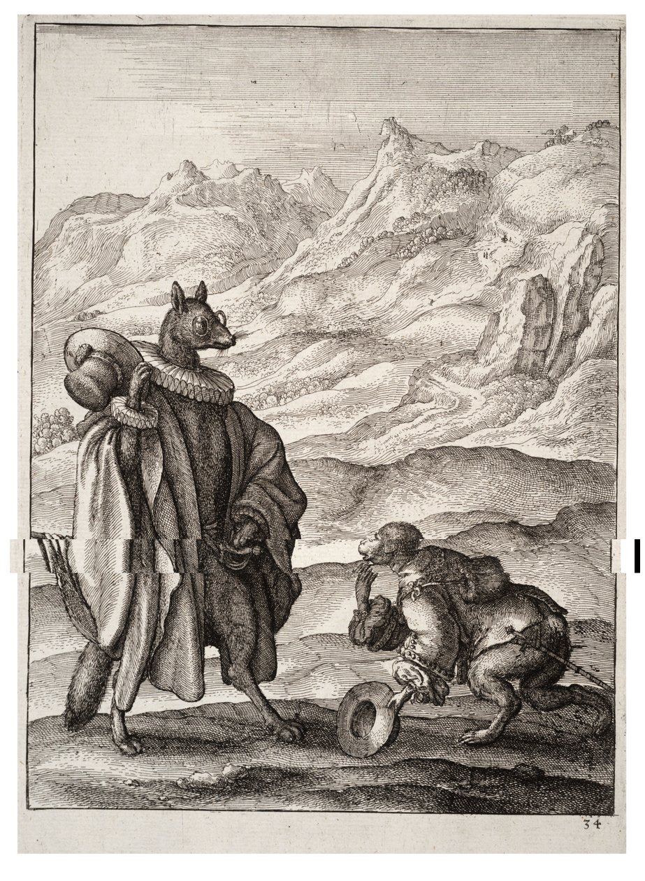 Francouzská lidoop a španělská liška od Wenceslaus Hollar