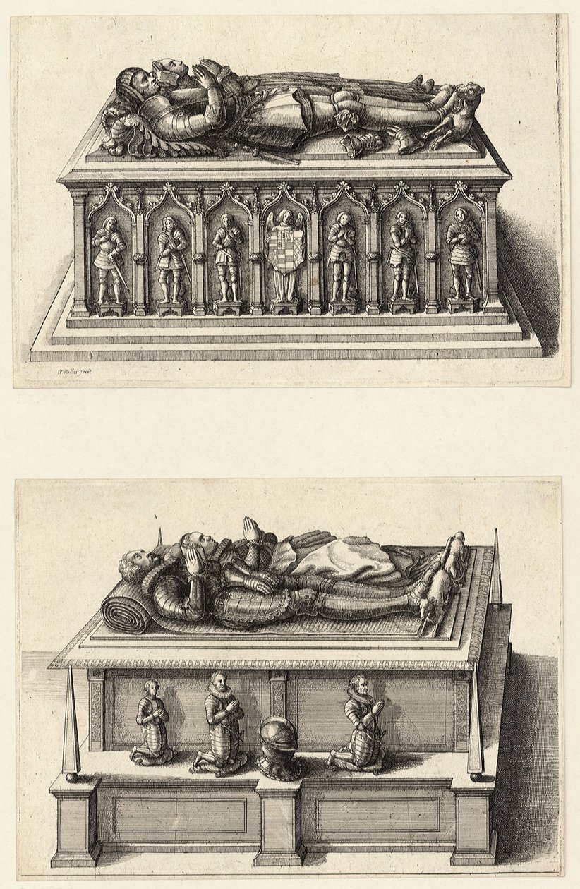 Dva hroby od Wenceslaus Hollar