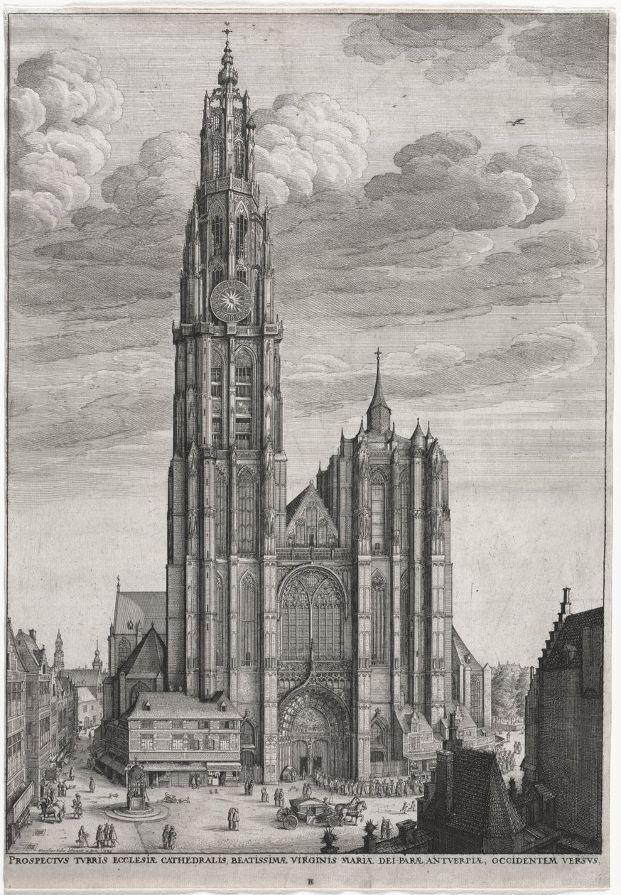 Antverpská katedrála od Wenceslaus Hollar