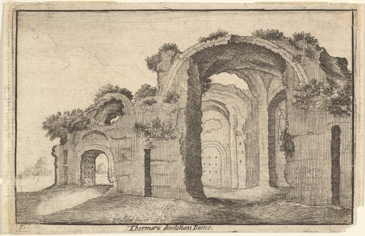Diokleciánovy lázně, Řím, 17. století. od Wenceslaus Hollar